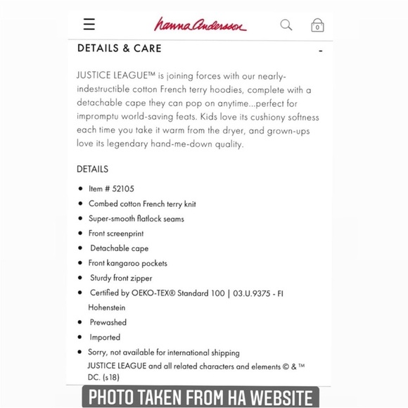 Hanna Andersson Justice League Superman Hoodie Size 10 - Picture 5 of 10